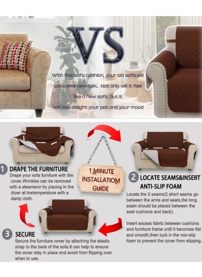 Generic - 1 Seat Sofa Slipcover,Couch Cover with Elastic Adjustable Strap Reversible Large Sofa Cover Furniture Protector Washable Couch Cover Furniture Protector for Kids Sofa Slipcover Home Decoration Great for Home with Pets - Image 1