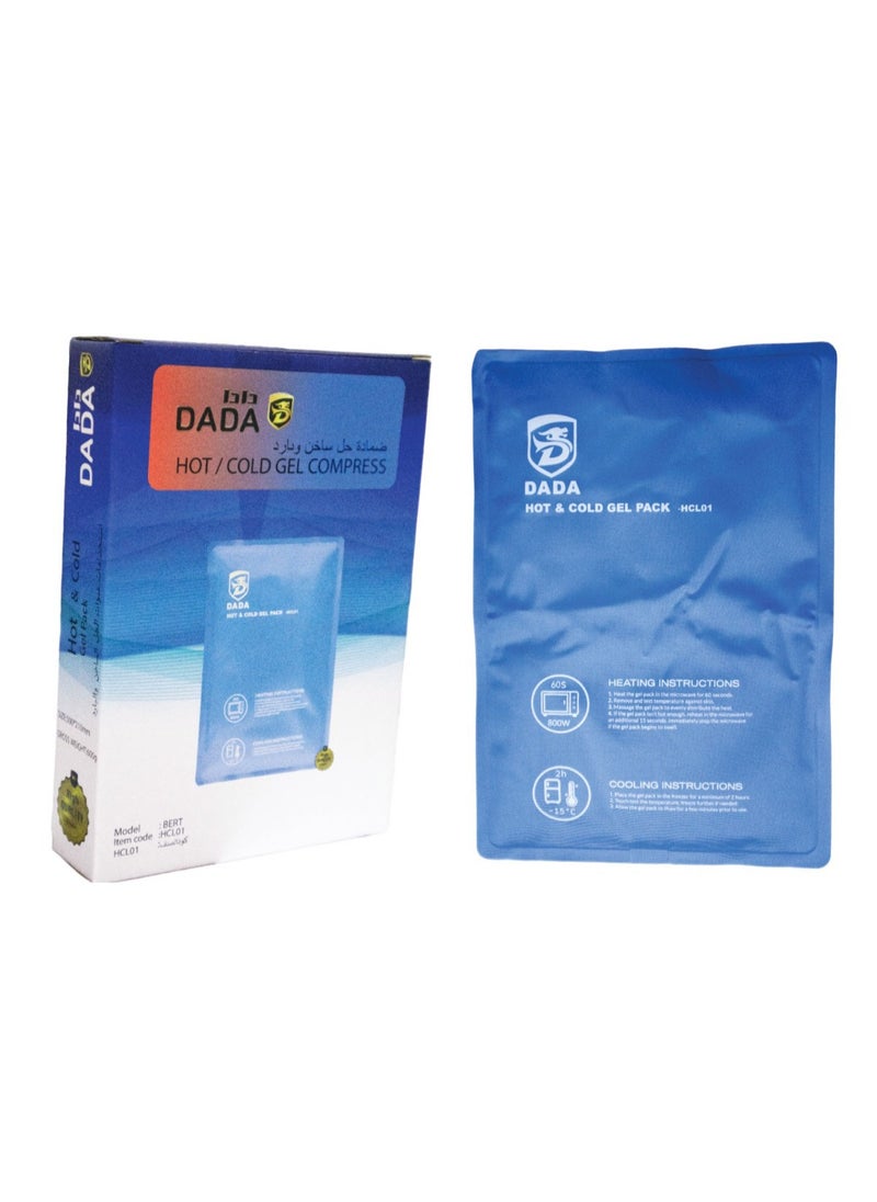 Dada Dada Reusable Gel Pack Compress Wrap, Hot & Cold, for Migraine Relief, Sprains, Muscle Pain, Bruises, Injuries, with Waterproof Bag  - Image 1