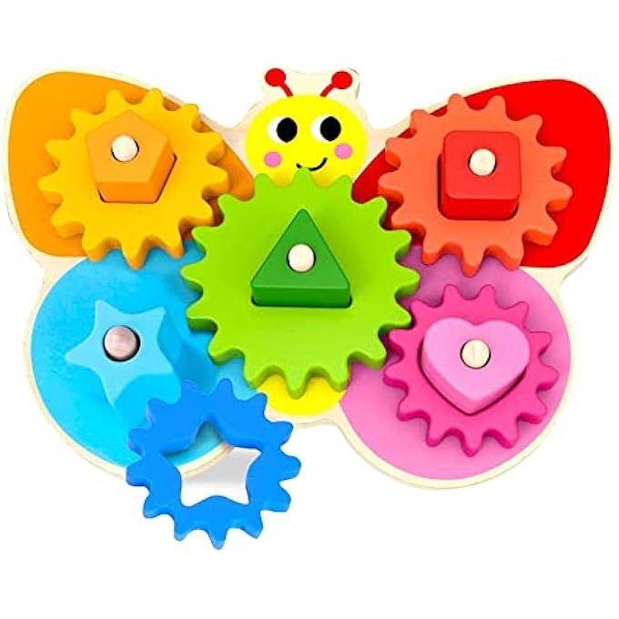 woody treasures WOODEN TOYS - MONTESSORI TOYS FOR 2 YEAR OLD GIRLS AND BOYS - TODDLER PUZZLES - SHAPE SORTING MATCHING GEAR GAME - EDUCATIONAL TODDLER TOYS AGE 2-3 - GREAT PRESCHOOL LEARNING ACTIVITIES - Image 2