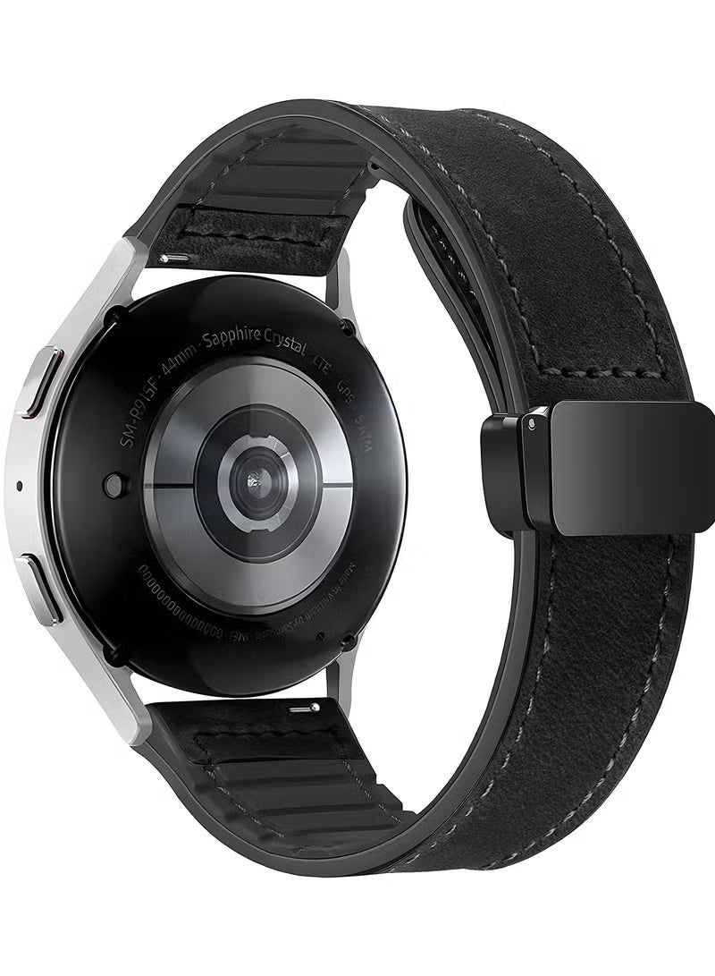keloray Universal 22mm Magnetic Leather Strap for Smartwatches - Quick Release, Easy Adjust, Secure Fit - Classic Black - Image 2