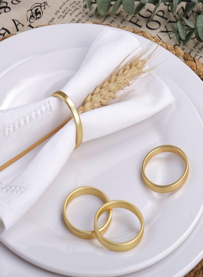 Wonlex Cuff Brushed Gold Circle Napkin Rings Set of 12, Simple Modernist Napkin Ring Holders for Daily Use, Wedding, Tables, Metallic Serviette Buckles Decor - Image 3