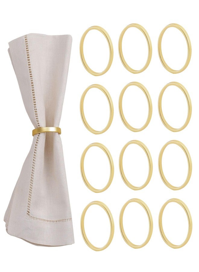Wonlex Cuff Brushed Gold Circle Napkin Rings Set of 12, Simple Modernist Napkin Ring Holders for Daily Use, Wedding, Tables, Metallic Serviette Buckles Decor - Image 1