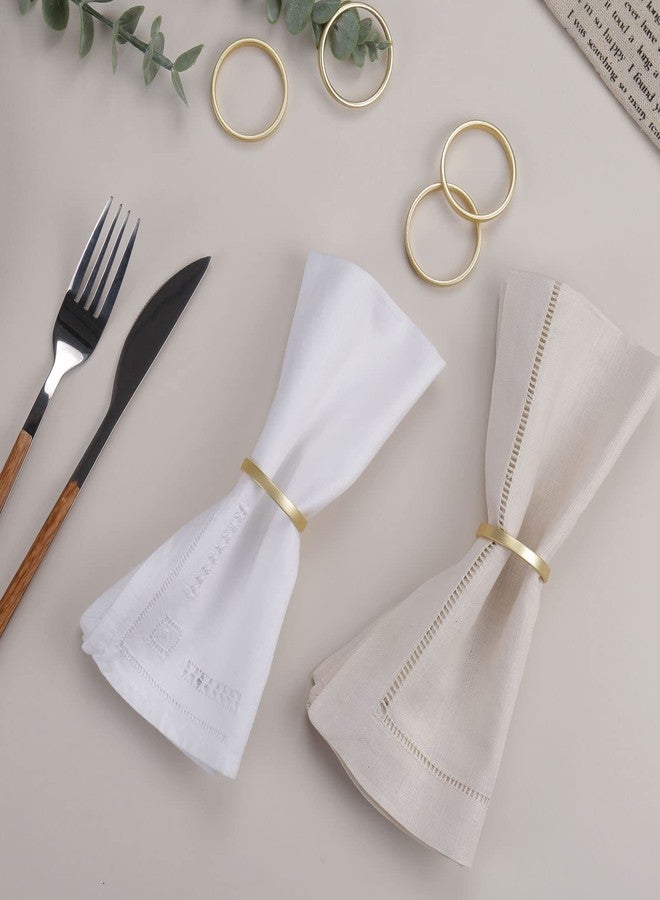 Wonlex Cuff Brushed Gold Circle Napkin Rings Set of 12, Simple Modernist Napkin Ring Holders for Daily Use, Wedding, Tables, Metallic Serviette Buckles Decor - Image 2