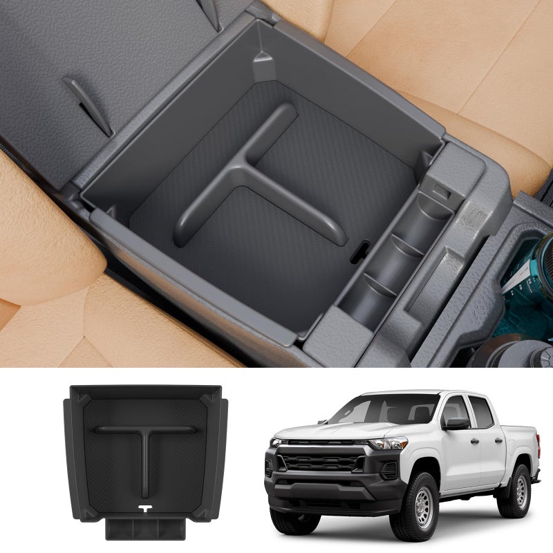 kingna Center Console Organizer Box Compatible with 20232025 Chevrolet Colorado GMC Canyon Console Tray Armrest ABS Storage Box with Silicone Pad for 2024 Chevy Colorado GMC Canyon Accessories
