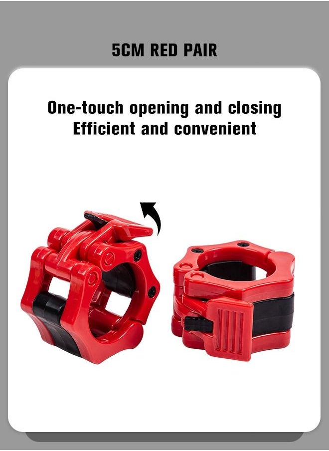 GROIC - 1 Pair Fitness Olympic Barbell Clips, 2 Inch Quick Release Barbell Collar Non Slip Locking Weight Clips Barbell Clamps for Workout, Fitness Training, Weightlifting Bar & Olympic Weight Bar - Image 1