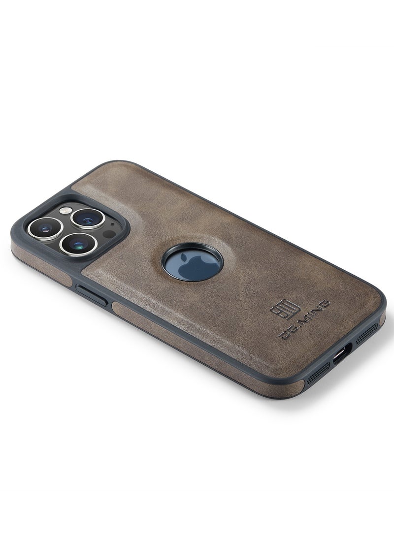 ديجمينغ جراب حماية خلفي جلد صناعي مع فتحة شعار مضاد للصدمات متوافق مع  Iphone 12 Pro Max (كوفي) - Image 3