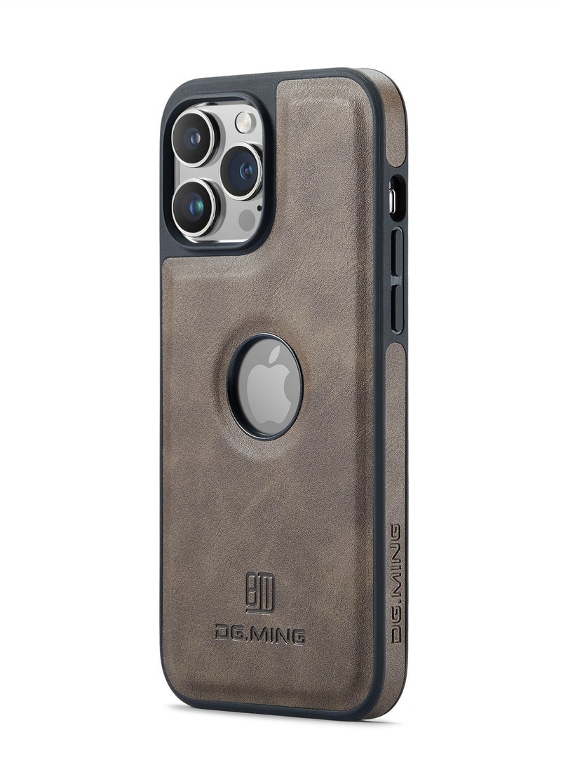 ديجمينغ جراب حماية خلفي جلد صناعي مع فتحة شعار مضاد للصدمات متوافق مع  Iphone 12 Pro Max (كوفي) - Image 2