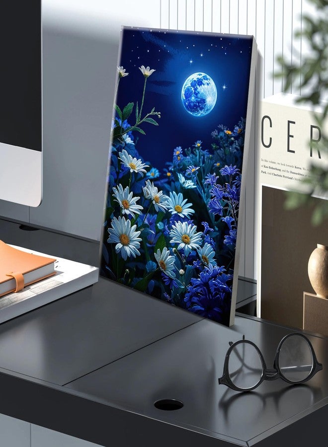 JOOZ Paint by Numbers Kit for Adults with Frame, Moon Paint by Number with Easel, DIY Starry Sky Flowers Paint by Numbers, Easy Adult Paint by Number Kits on Canvas for Home Wall Decor 8x12 Inch - Image 3