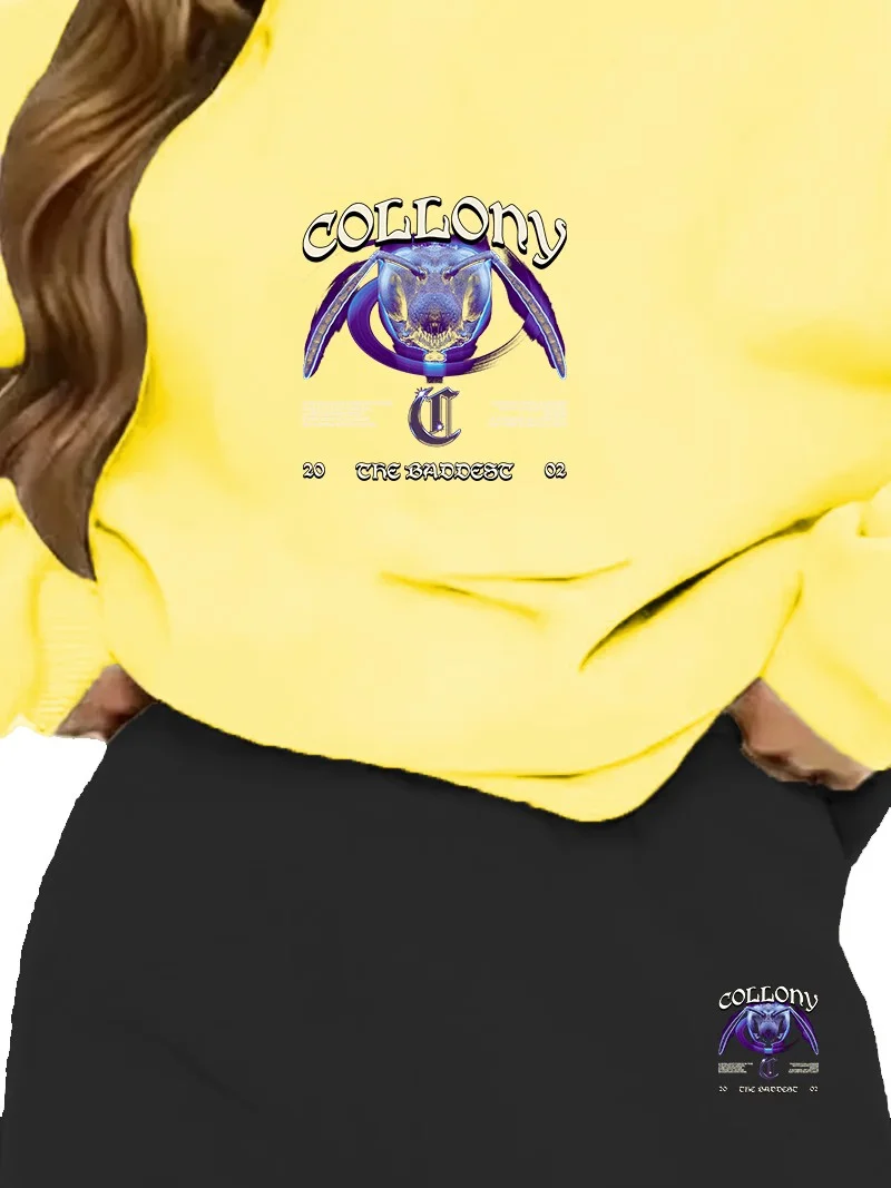دوغ فش Tracksuit Oversize Collony Printed Tracksuit,lover,couple Combination Yellow