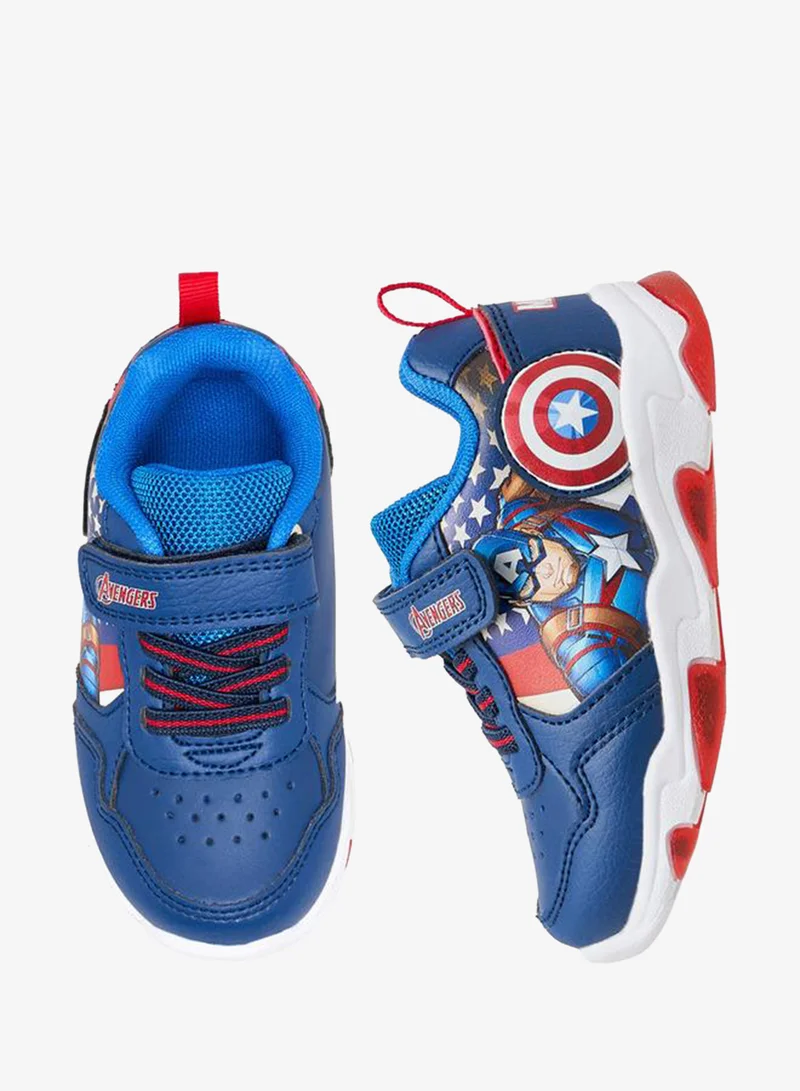 MARVEL Boys Avengers Print Hook & Loop Light-Up Sneakers