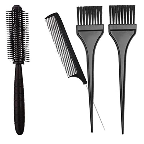 Maple Professional, Home Use Combo of Plastic Dye Brush, Tail Comb & Round Hair Blush, Saloon Hair colouring Mehndi Kit For Men Women Pack of 4 - Image 1