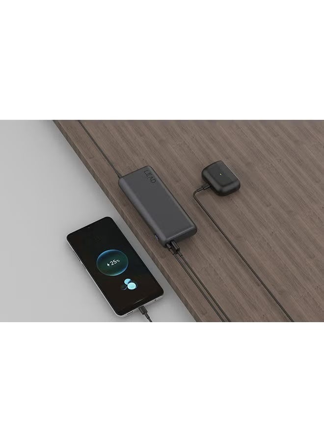 LEAD 65W PD Fast Charging Power Bank (DL202G)19200mAh – Portable High-Capacity Battery Pack with Dual USB-C & USB-A Output, Automobile-Grade 21700 Cells – Black - Image 2