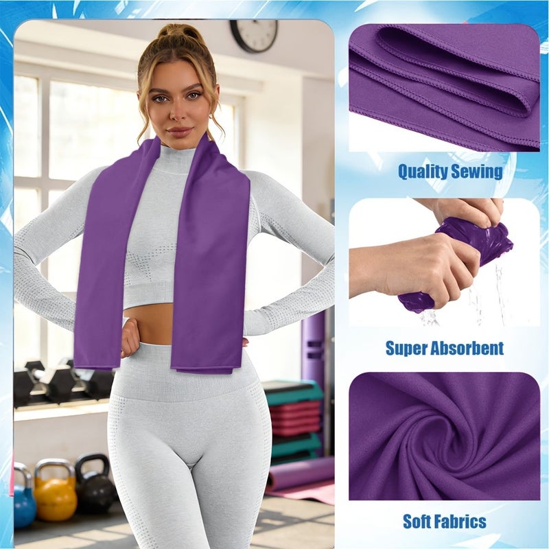 Purple Microfiber Beach Towel Quick Drying Lightweight 40x80cm - Image 2