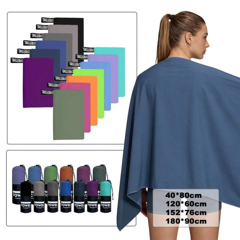 Purple Microfiber Beach Towel Quick Drying Lightweight 40x80cm - Image 1