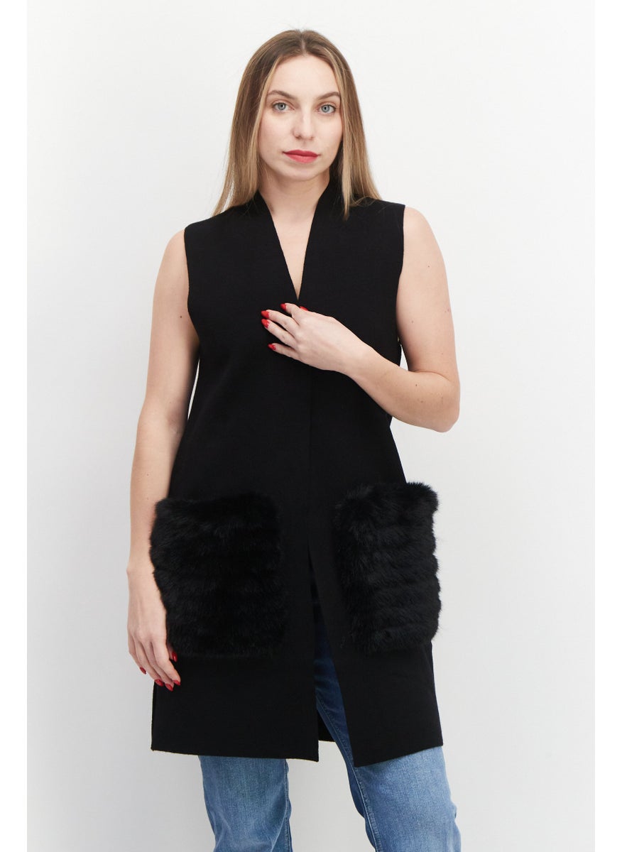 Women Split Neck Sleeveless Sweaters, Black - pzsku/ZA964F344272BDD5A0113Z/45/_/1726108996/d8d814ec-9823-414f-b706-179a98b8fbbf