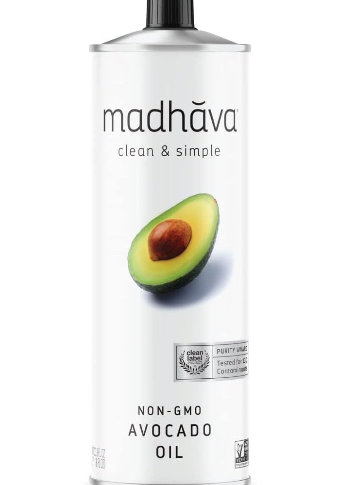 Madhava Organic Avocado Oil, 100% Pure, Non-GMO, Single Source, 1L Tin (33.8 Fl Oz) - Image 1