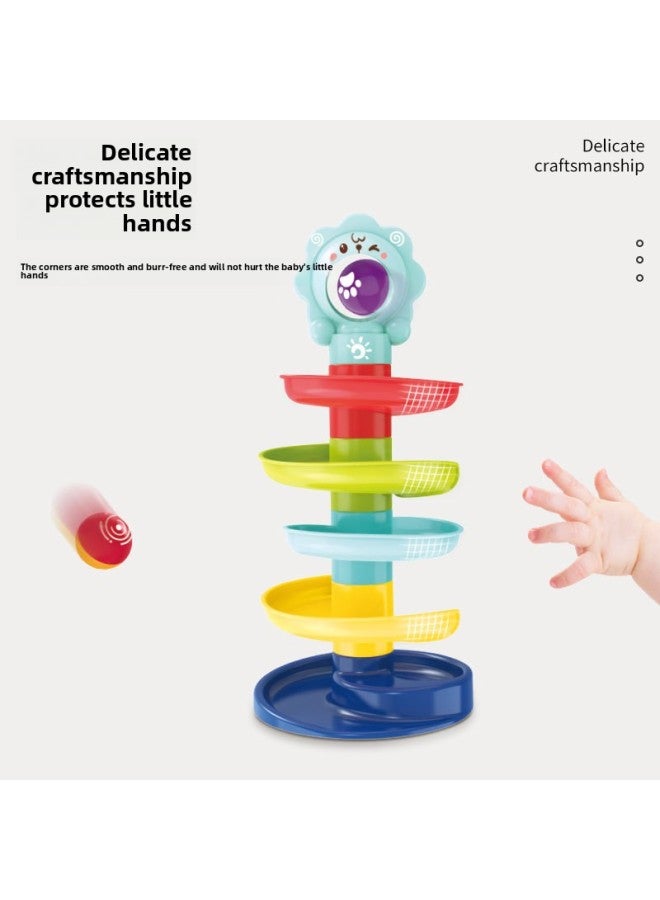 Baby Toys 1-year-old Track Turn Music Skating Tower Baby Early Education Shooting Rolling Ball Stacking Music-Color:【3-layer Track】 Oonic Lion +3 Ball 【color Box】】-Specifications:Color Boxed - Image 3
