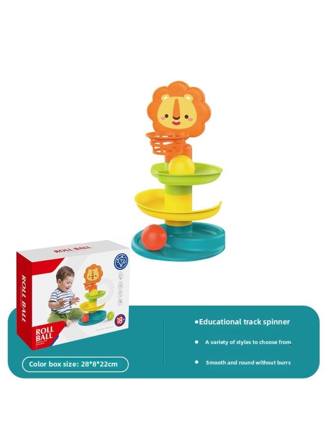 Baby Toys 1-year-old Track Turn Music Skating Tower Baby Early Education Shooting Rolling Ball Stacking Music-Color:【3-layer Track】 Oonic Lion +3 Ball 【color Box】】-Specifications:Color Boxed - Image 1