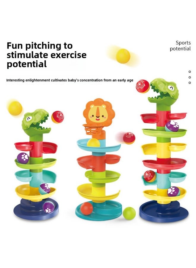 Baby Toys 1-year-old Track Turn Music Skating Tower Baby Early Education Shooting Rolling Ball Stacking Music-Color:【3-layer Track】 Oonic Lion +3 Ball 【color Box】】-Specifications:Color Boxed - Image 5