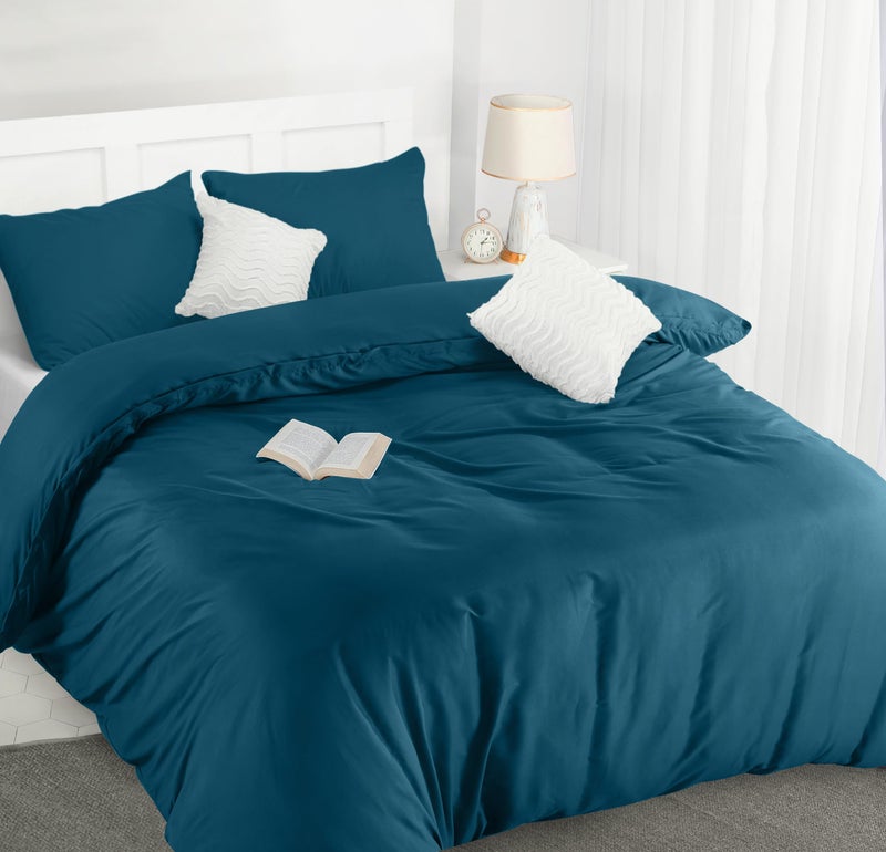 Utopia Bedding Duvet Cover Double  Soft Microfibre Polyester Duvet Cover with Pillow cases  Bedding Quilt Cover Set Denim Blue
