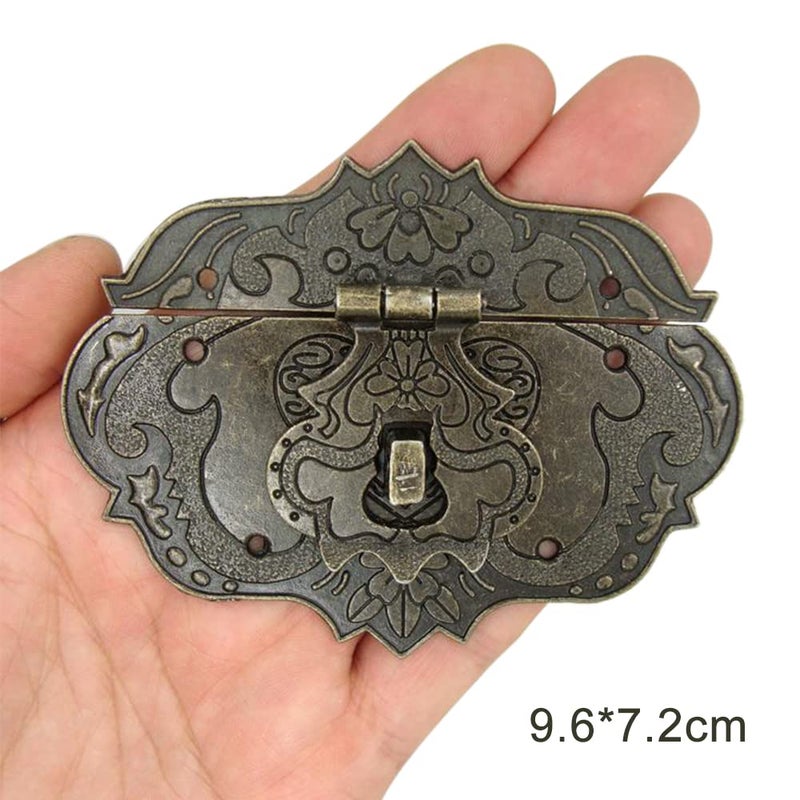 dophee Vintage Style Embossing Decorative Locking Hasp Latch Clasp with Screws for Jewelry Box Wooden Case Treasure Chest Wedding Card Box, 3.78"x2.44" - Image 4