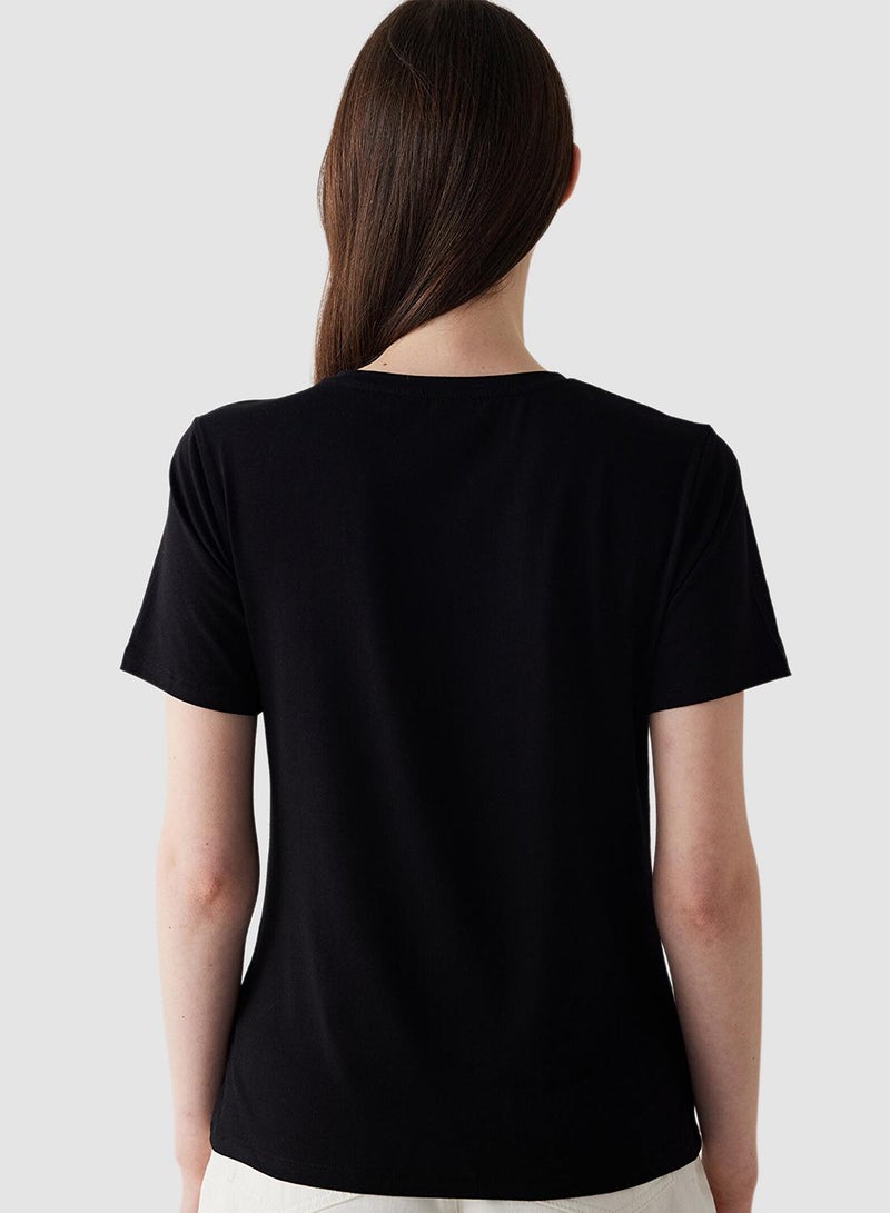 Penti Cotton Black Basic T-Shirt - Image 3