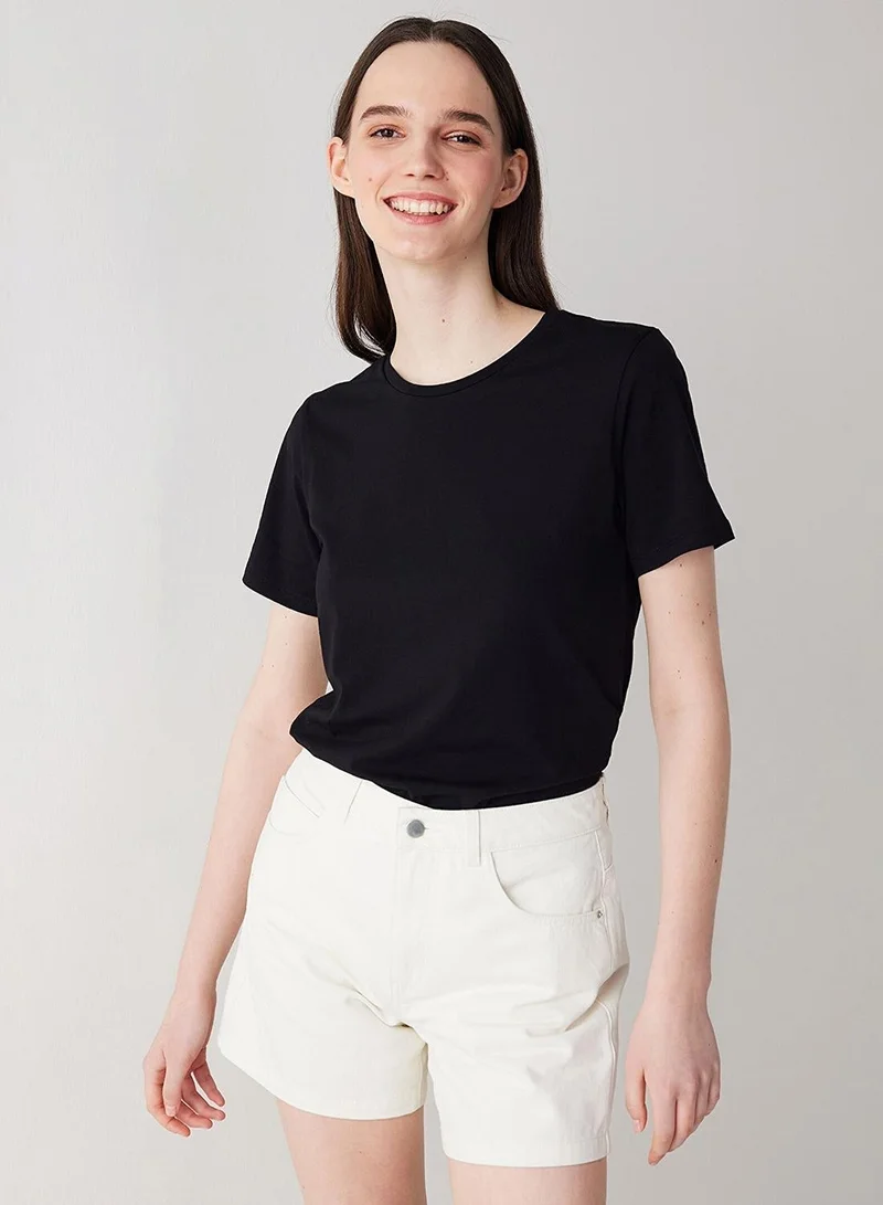 Penti Cotton Black Basic T-Shirt