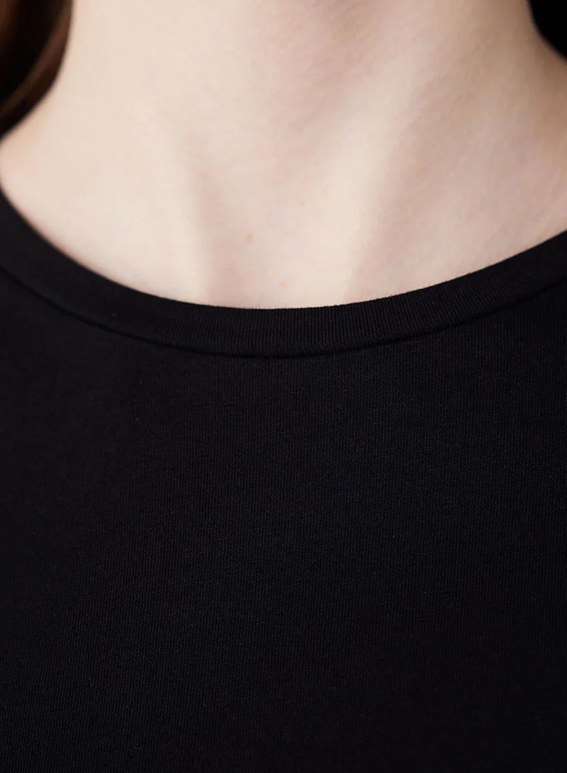 Penti Black Penti Cotton Black Basic T-shirt for Women | Best Price UAE
