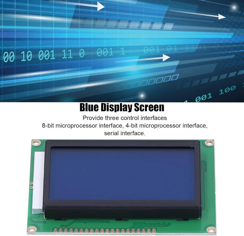 شاشة عرض زرقاء مع إضاءة خلفية 12864-5V، لوحة مودول LCD12864 لشاشات العرض LCD لرسم الرسومات والحروف الصينية - Image 3