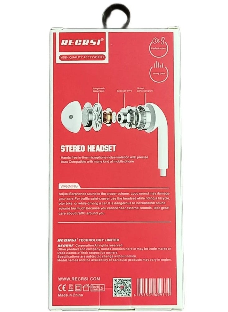 RECRSI Bass Stereo Headphones microphone  3,5 mm EP-E001 Earphones - Bass  EP-E001  - Image 4