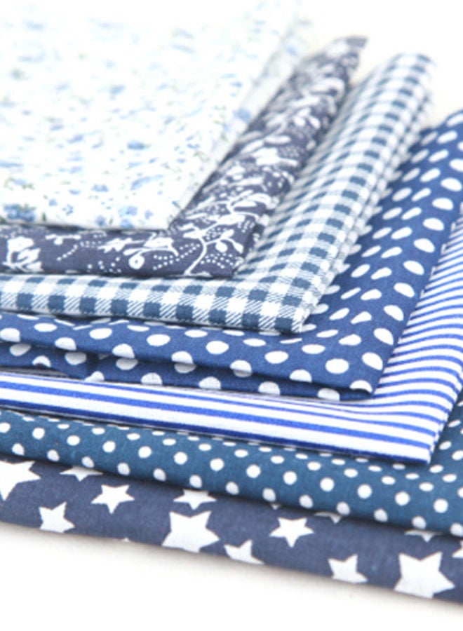 7-Piece DIY Assorted Floral Printed Patchwork Sewing Quilting Cloth Set Blue/White 25x x 250mm - Image 2