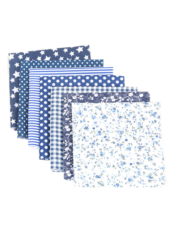 7-Piece DIY Assorted Floral Printed Patchwork Sewing Quilting Cloth Set Blue/White 25x x 250mm - Image 1