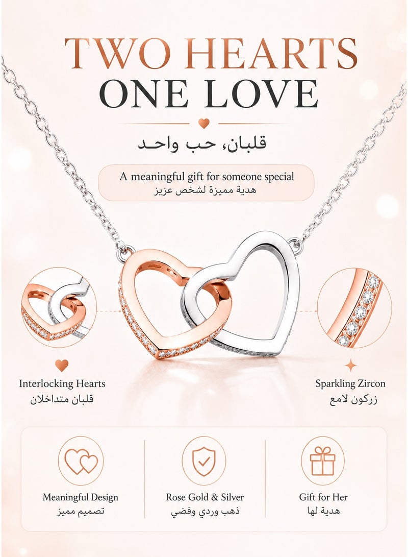 S925 Sterling Silver Double Heart Necklace with Preserved Flower Gift Box，The perfect gift for your lady, wife, or mom on wedding anniversaries, Mother's Day, and birthdays. - Image 2