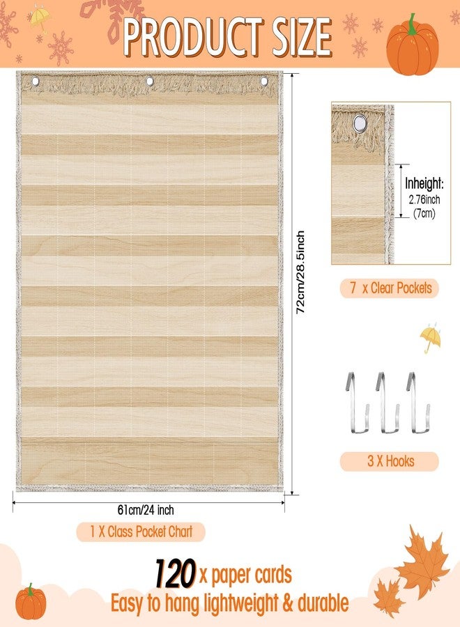 Sinload Classroom Calendar Pocket Chart Set Calendar Bulletin Board Set Seasons Festival Weather Pocket Chart for Classroom Decoration Back to School Supplies(Boho Safari) - Image 3