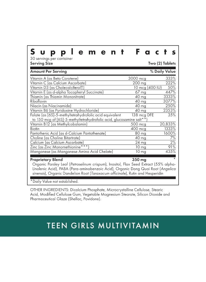 Michael's Health Naturopathic Programs Teen Girls Multivitamin - 60 Vegetarian Tablets - with B Complex Vitamins & Female Herbal Blend - Kosher - 30 Servings - Image 2