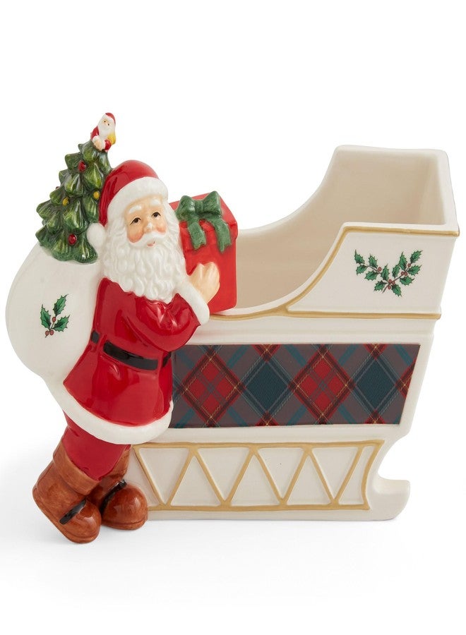 Spode Christmas Tree Santa Sleigh Candy Jar - 8-Inch Christmas Candy Storage Container - Fine Dolomite Figural Santa Sleigh Snack Jar for Holiday Decor, Dessert Tables, Gift Displays - Image 1