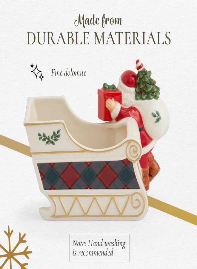 Spode Christmas Tree Santa Sleigh Candy Jar - 8-Inch Christmas Candy Storage Container - Fine Dolomite Figural Santa Sleigh Snack Jar for Holiday Decor, Dessert Tables, Gift Displays - Image 4