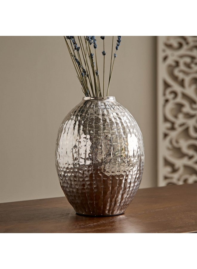 Home Box Arizona Aluminium Sparkle Ribbed Spindle Vase 15.5 x 15.5 x 19 cm - Image 1