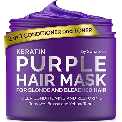 Sunatoria New Keratin Purple Hair Mask Blonde Hair Purple Toner  Repair  Nourishment Treatment For Bleached Brassy Hair  Blue Hair Mask No Yellow Tones  Deep Conditioner For Color Treated Locks