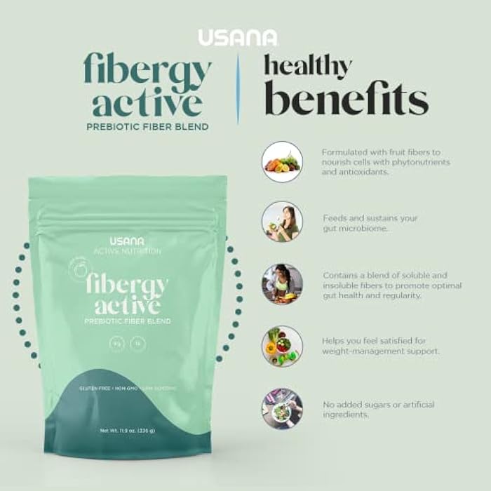 USANA Fibergy Active with Prebiotic Fiber for Gut Health – Non-GMO – Gluten Free – Low Glycemic – 336 Grams - 28 Servings - Image 5
