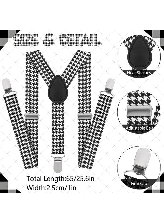 Fabllewavi 8PCS Old Man Grandpa Costume - Hat Suspenders Bow Tie Fake Eyebrows Whiskers Glasses Cane Badge Tattoo for Cosplay, Bk Plaids, Standard - Image 2