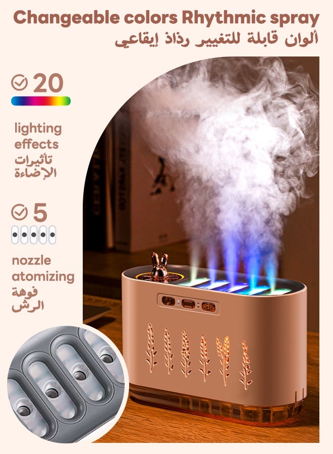 نفس مرطب لغرفة النوم، موزع زيت للمنزل، تغيير الضوء مع الموسيقى، خزان مياه 700 مل، موزع رائحة مع 5 رؤوس رش ووظيفة توقيت للمكتب وغرفة الأطفال والنباتات - Image 5