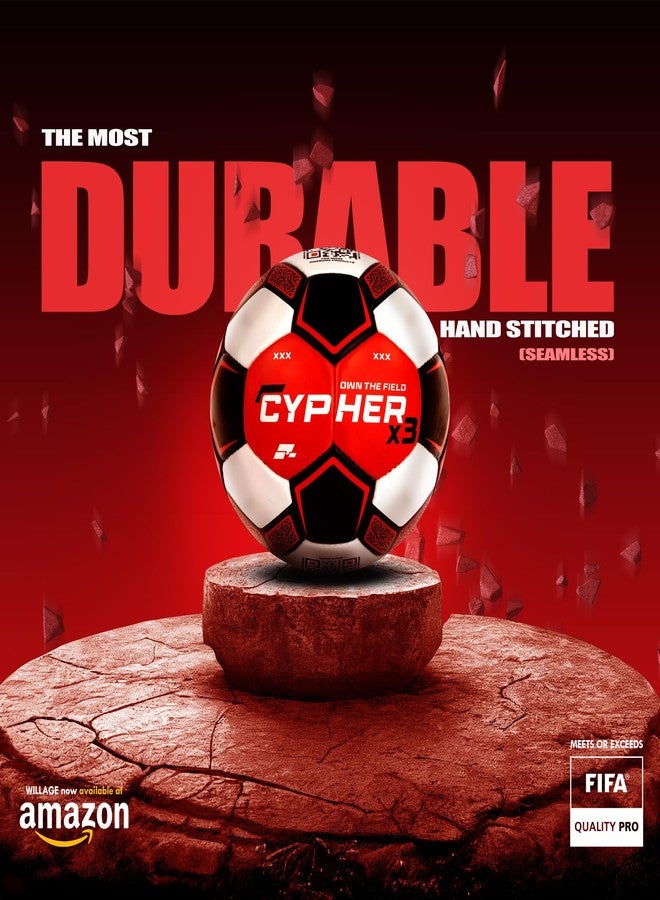 كرة قدم WILLAGE® | كرة قدم | كرة مباراة | مقاس 5 | مصنوعة من مواد بجودة FIFA | كرة قدم | Cypher x3 - Image 3