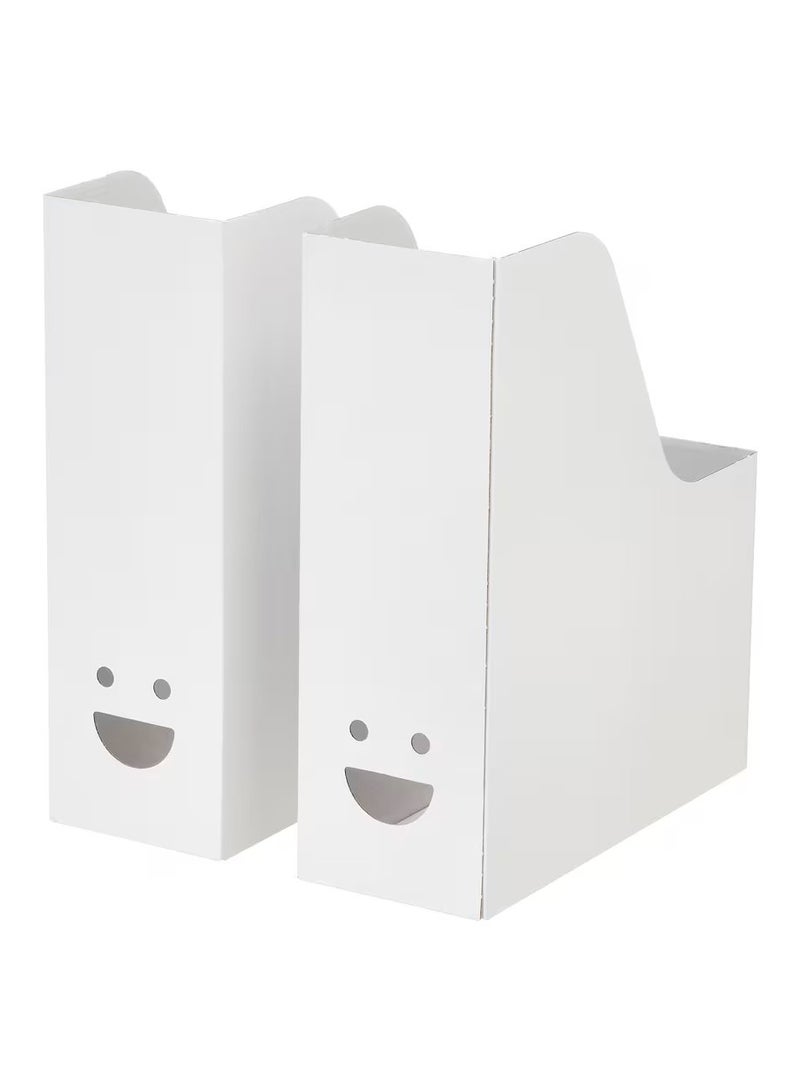Generic Magazine File Storage 2 piece Storage Box To Organise Newspapers, Bills, Important Papers Suitable for Office, School, Home, Study Room White  - Image 1