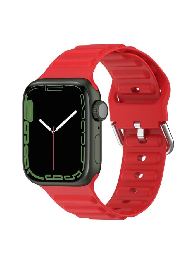 Generic - Replacement Strap Ocean Ripple Watch Band For Apple Watch Series 8&7 45mm / SE 2&6&SE&5&4 44mm Red - Image 1