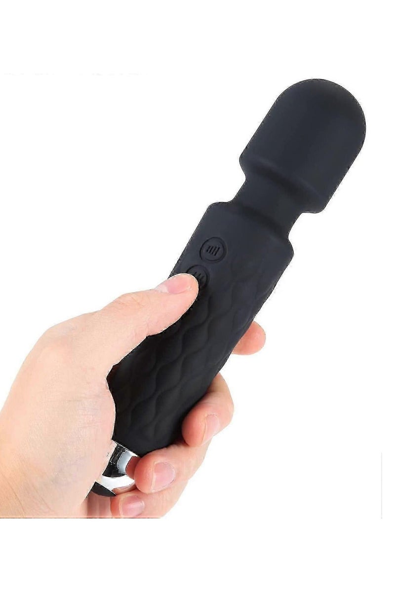 أيشون بيوتي جهاز تدليك كهربائي للجسم قابل لإعادة الشحن مكون من قطعتين باللونين الأسود والوردي، جهاز تدليك للجسم من السيليكون مصنوع من مادة آمنة ومقاومة للماء - Image 2