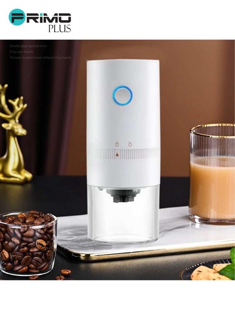 بريمو بلس مطحنة قهوة كهربائية محمولة قابلة للشحن أبيض USB C ـ مطحنة حبوب القهوة مناسبة للاسبرسو والقهوة المقطرة ـ مطحنة قهوة كهربائية محمولة مطحنة مخروطية أوتوماتيكية تعمل بشحن USB ـ أبيض - Image 4