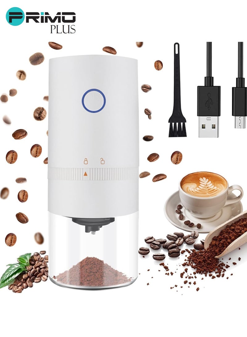 بريمو بلس مطحنة قهوة كهربائية محمولة قابلة للشحن أبيض USB C ـ مطحنة حبوب القهوة مناسبة للاسبرسو والقهوة المقطرة ـ مطحنة قهوة كهربائية محمولة مطحنة مخروطية أوتوماتيكية تعمل بشحن USB ـ أبيض - Image 5