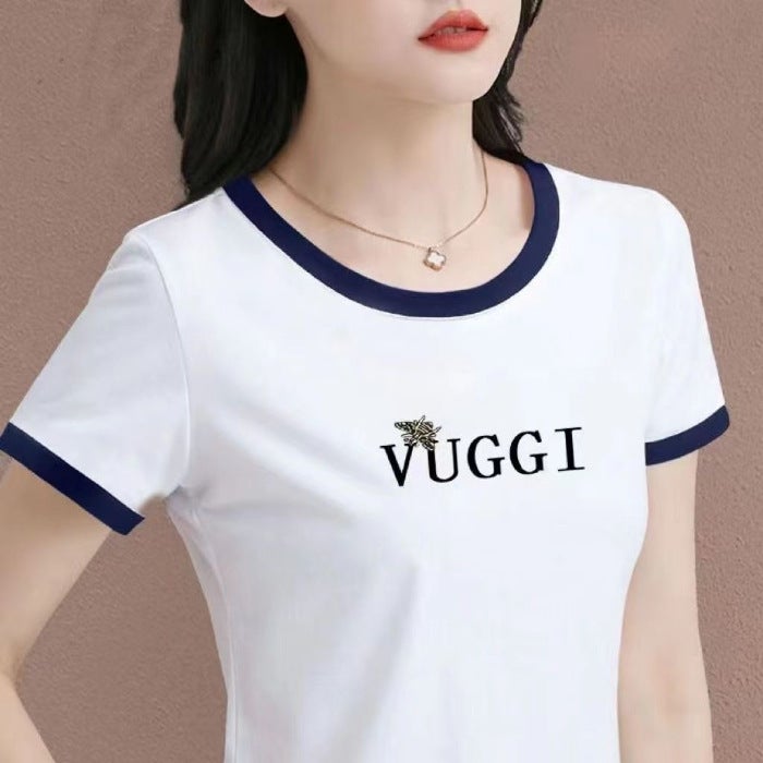 Short-Sleeved T-Shirt Women'S Western-Style All-Match Large Size Women'S Casual Sports Middle-Aged Mother Base Top - Image 1