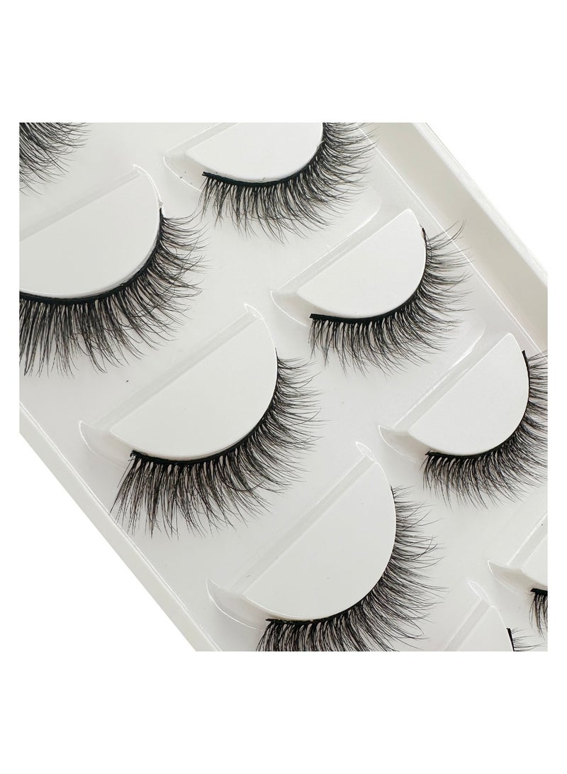 Soft & Comfortable False Eyelashes Soft & Comfortable False Eyelashes Long Lasting False Eyelashes Reusable Makeup False Eyelashes 5 Pairs (Black) - Image 3